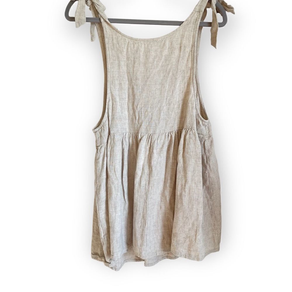 Lottie Moss Linen Blend Beige Tunic Tie Tank Small - Picture 2 of 6